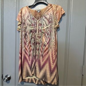Y2K Chevron One World Large Boho Indie T Shirt Casual Chic